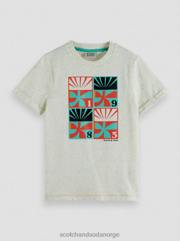 barn artwork t-skjorte med rund hals off white N40XD781 klær Scotch & Soda