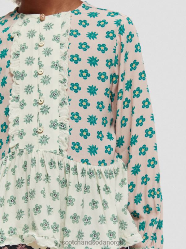barn langermet topp med blandet trykk lappeteppeblomst N40XD743 klær Scotch & Soda