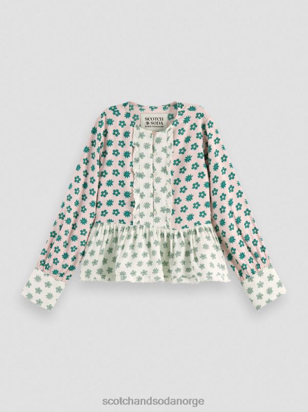 barn langermet topp med blandet trykk lappeteppeblomst N40XD743 klær Scotch & Soda