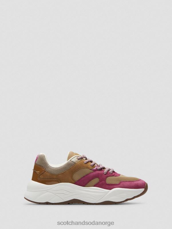 kvinner celest sneakers i semsket skinn brun/lilla multi N40XD260 fottøy Scotch & Soda