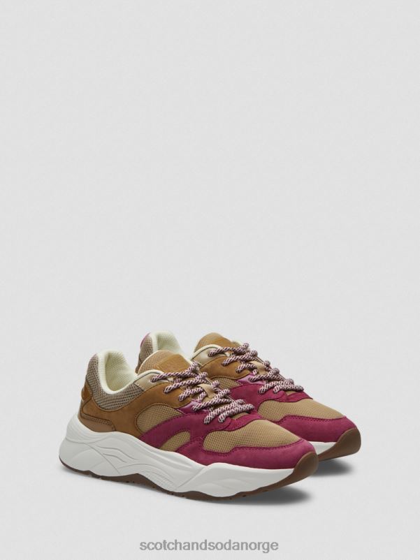 kvinner celest sneakers i semsket skinn brun/lilla multi N40XD260 fottøy Scotch & Soda