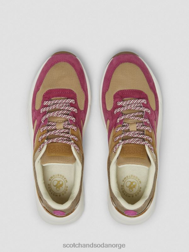 kvinner celest sneakers i semsket skinn brun/lilla multi N40XD260 fottøy Scotch & Soda