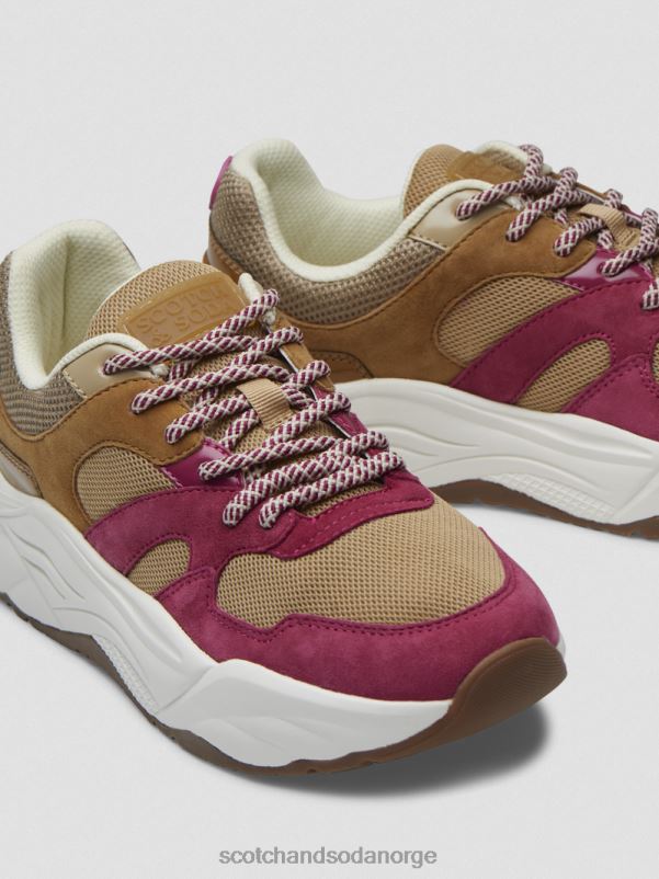 kvinner celest sneakers i semsket skinn brun/lilla multi N40XD260 fottøy Scotch & Soda