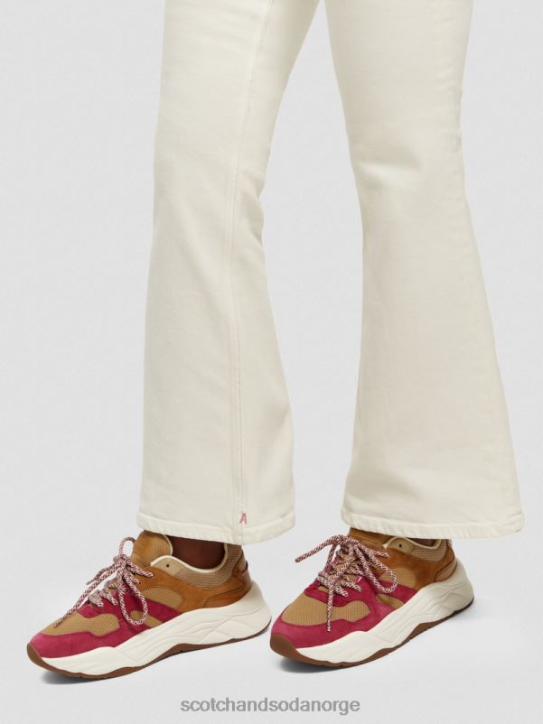 kvinner celest sneakers i semsket skinn brun/lilla multi N40XD260 fottøy Scotch & Soda