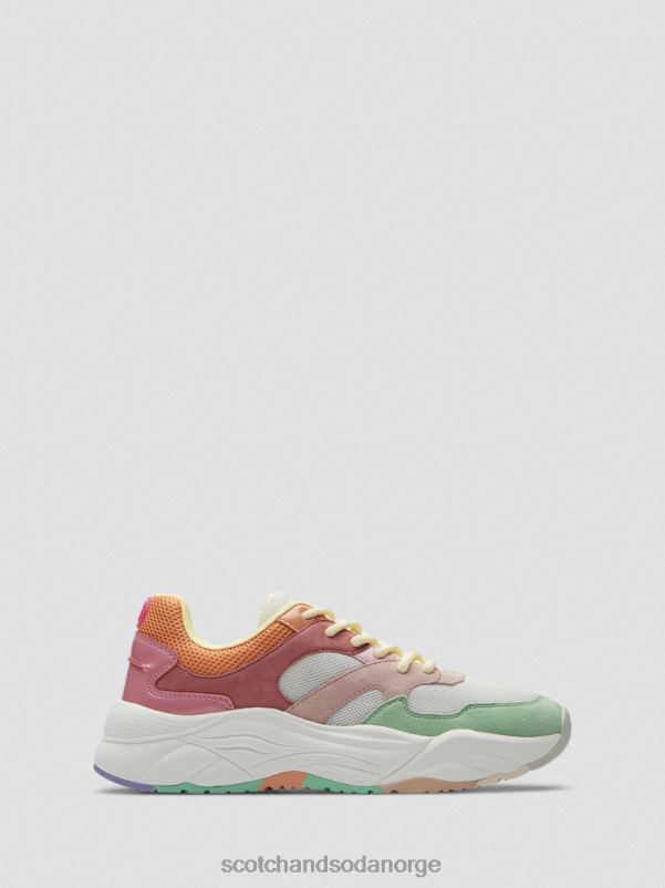 kvinner celest sneakers i semsket skinn rosa multi N40XD259 fottøy Scotch & Soda
