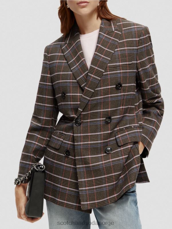 kvinner Heritage dobbeltspent rutete blazer arv pop N40XD180 klær Scotch & Soda