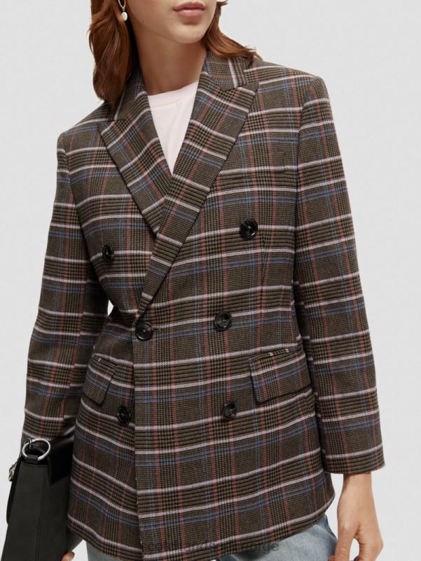 kvinner Heritage dobbeltspent rutete blazer arv pop N40XD180 klær Scotch & Soda