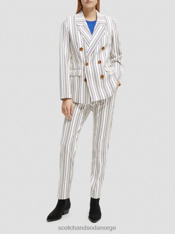 kvinner dobbeltspent stripet blazer blå rosa striper N40XD172 klær Scotch & Soda