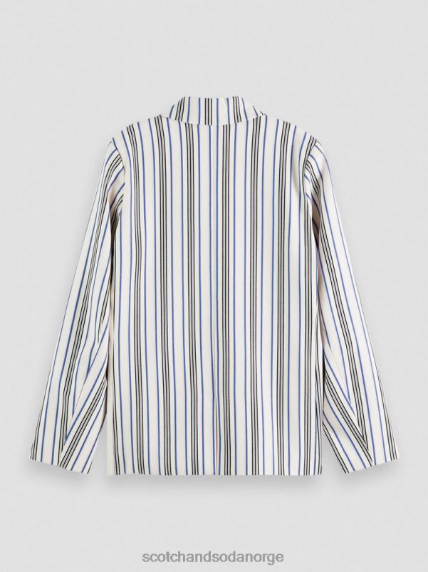 kvinner dobbeltspent stripet blazer blå rosa striper N40XD172 klær Scotch & Soda