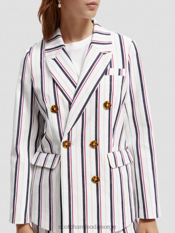 kvinner dobbeltspent stripet blazer klubbstripe N40XD173 klær Scotch & Soda