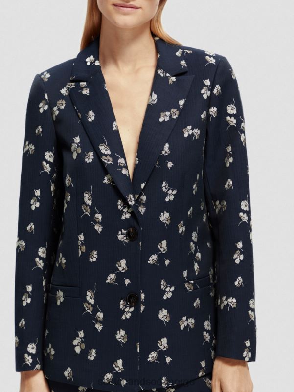 kvinner jacquard blazer med avslappet passform tulipaner N40XD174 klær Scotch & Soda