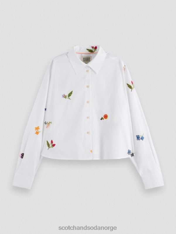 kvinner Brodert skjorte med boxy fit i økologisk bomull hvit N40XD41 klær Scotch & Soda