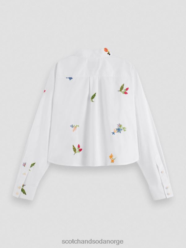 kvinner Brodert skjorte med boxy fit i økologisk bomull hvit N40XD41 klær Scotch & Soda