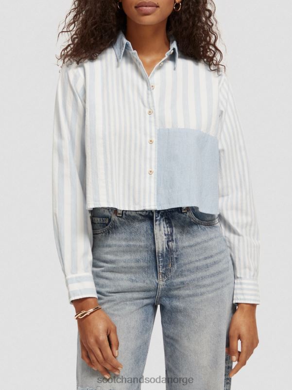 kvinner cropped boxy fit skjorte havblått N40XD44 klær Scotch & Soda