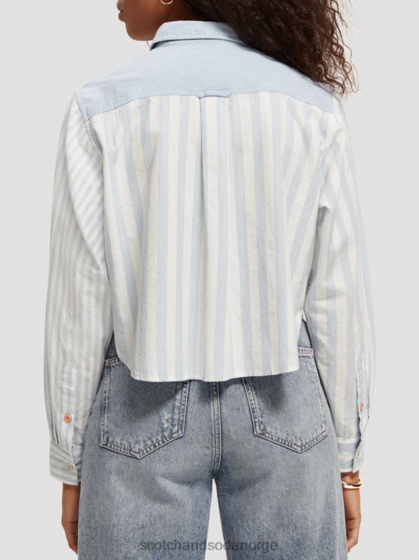 kvinner cropped boxy fit skjorte havblått N40XD44 klær Scotch & Soda