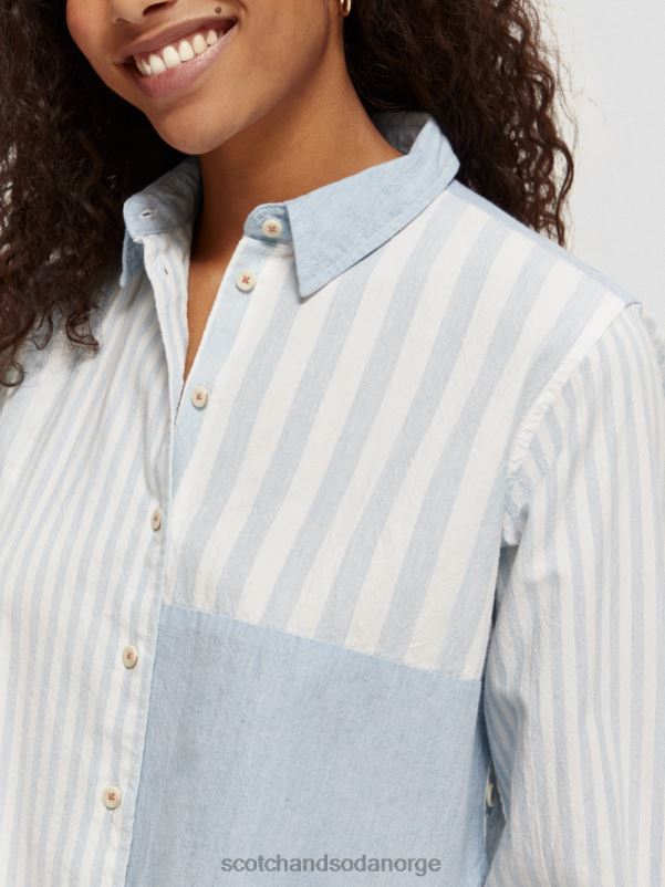 kvinner cropped boxy fit skjorte havblått N40XD44 klær Scotch & Soda
