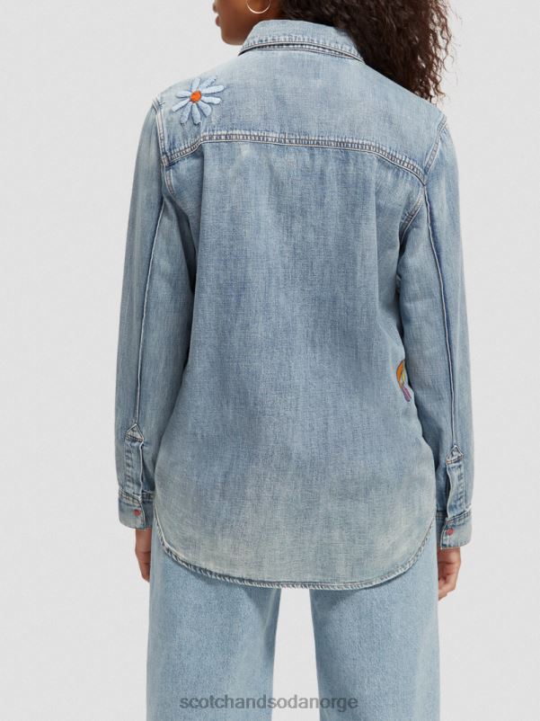 kvinner denim artwork westernskjorte vasket indigo N40XD57 klær Scotch & Soda