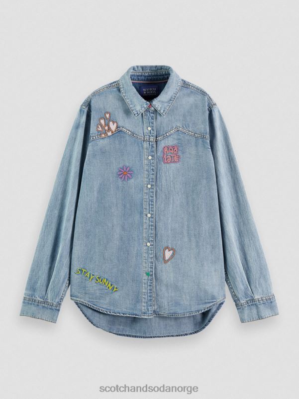 kvinner denim artwork westernskjorte vasket indigo N40XD57 klær Scotch & Soda