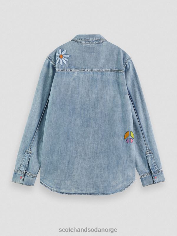 kvinner denim artwork westernskjorte vasket indigo N40XD57 klær Scotch & Soda