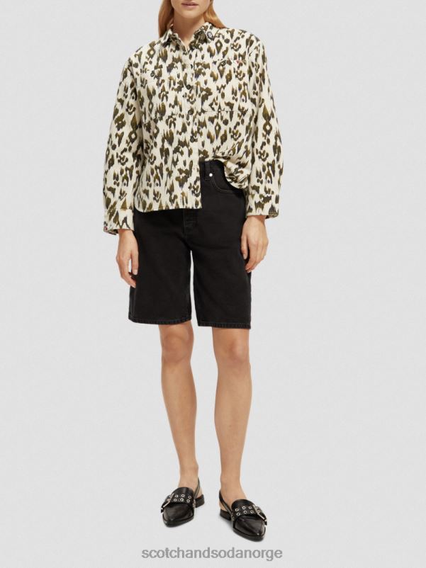 kvinner militær skjorte børstet ikat armygrønn N40XD47 klær Scotch & Soda