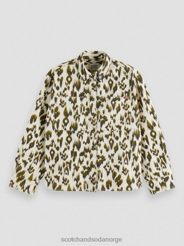 kvinner militær skjorte børstet ikat armygrønn N40XD47 klær Scotch & Soda