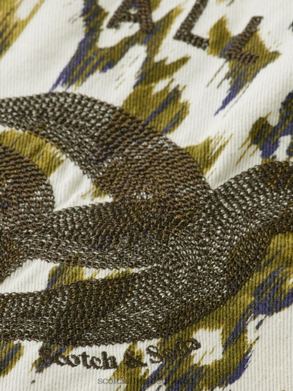kvinner militær skjorte børstet ikat armygrønn N40XD47 klær Scotch & Soda