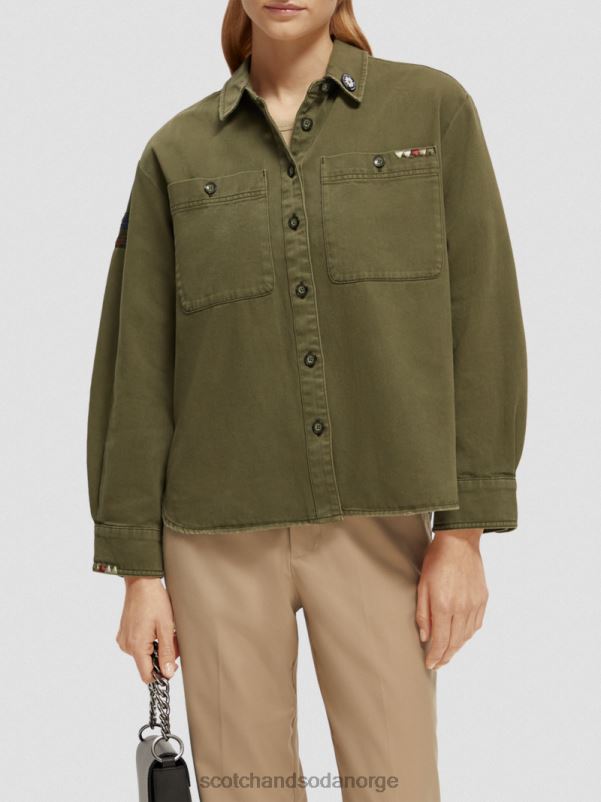 kvinner militær skjorte militærgrønn N40XD48 klær Scotch & Soda