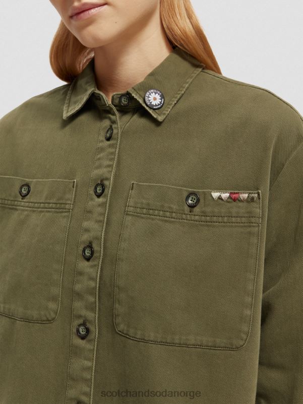 kvinner militær skjorte militærgrønn N40XD48 klær Scotch & Soda