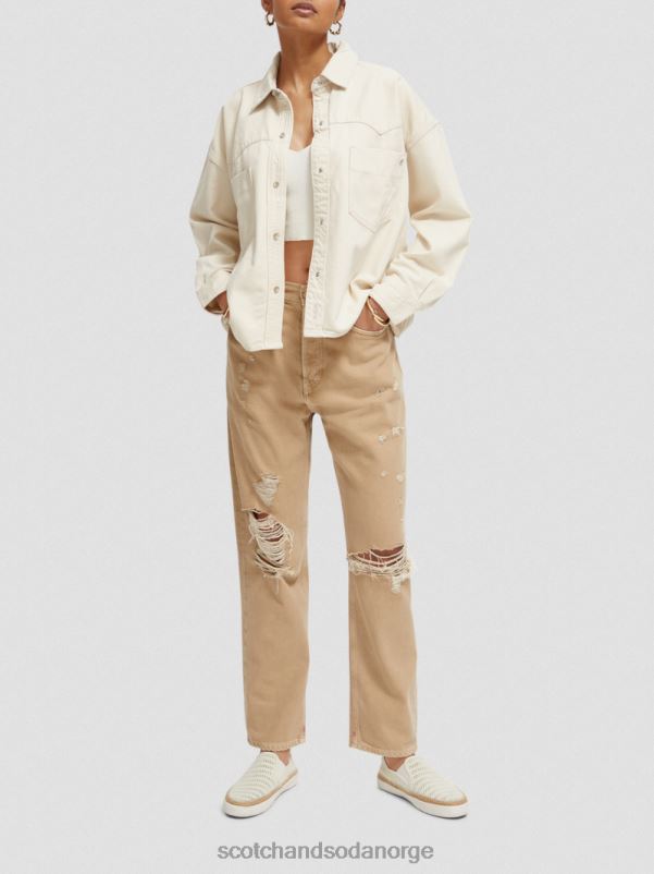 kvinner oversized western denimskjorte vasket ecru N40XD56 klær Scotch & Soda