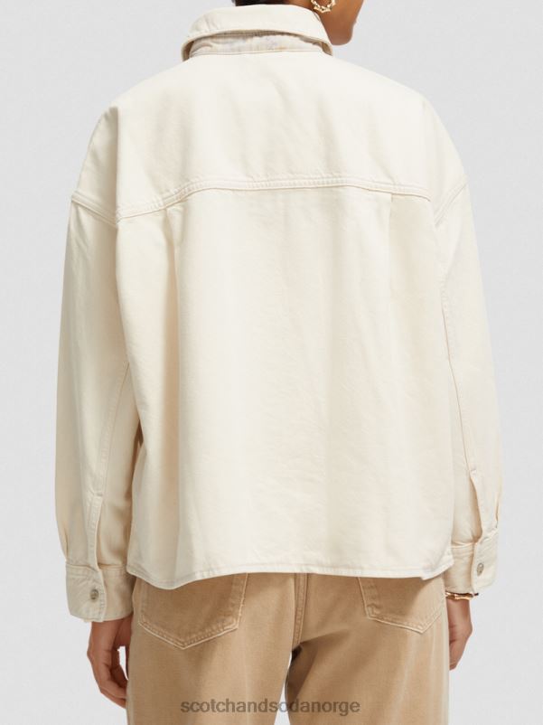 kvinner oversized western denimskjorte vasket ecru N40XD56 klær Scotch & Soda