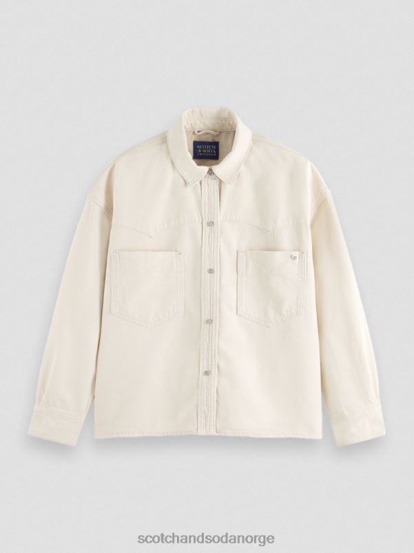 kvinner oversized western denimskjorte vasket ecru N40XD56 klær Scotch & Soda
