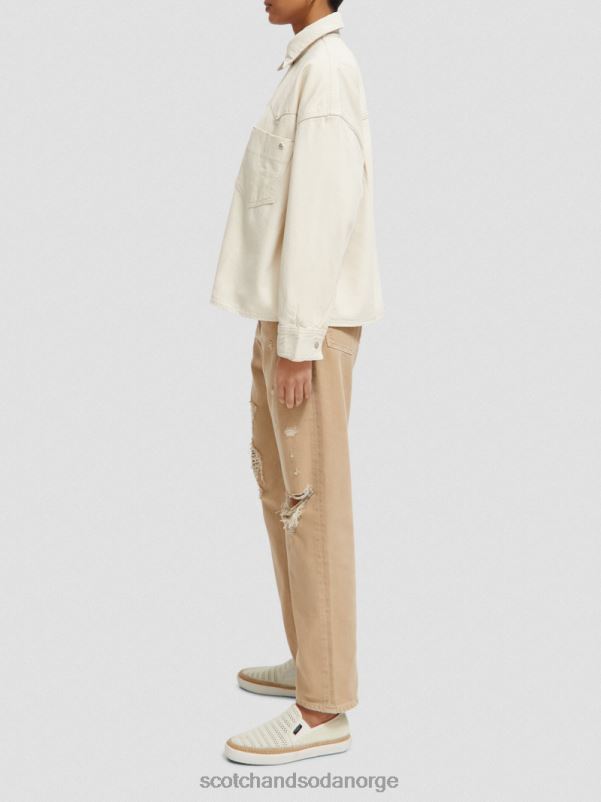 kvinner oversized western denimskjorte vasket ecru N40XD56 klær Scotch & Soda