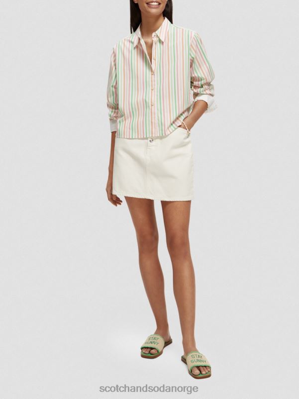 kvinner skjorte i en boxy fit croppet økologisk bomull multi stripe N40XD46 klær Scotch & Soda