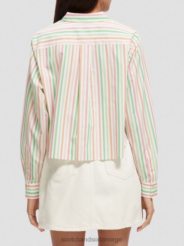 kvinner skjorte i en boxy fit croppet økologisk bomull multi stripe N40XD46 klær Scotch & Soda