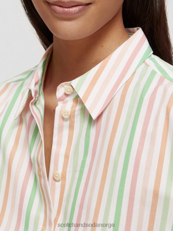 kvinner skjorte i en boxy fit croppet økologisk bomull multi stripe N40XD46 klær Scotch & Soda