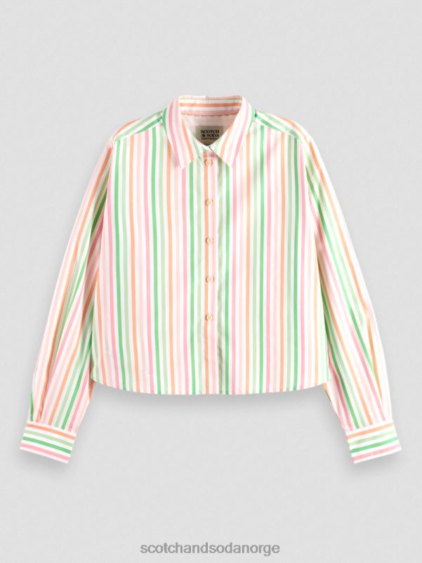 kvinner skjorte i en boxy fit croppet økologisk bomull multi stripe N40XD46 klær Scotch & Soda