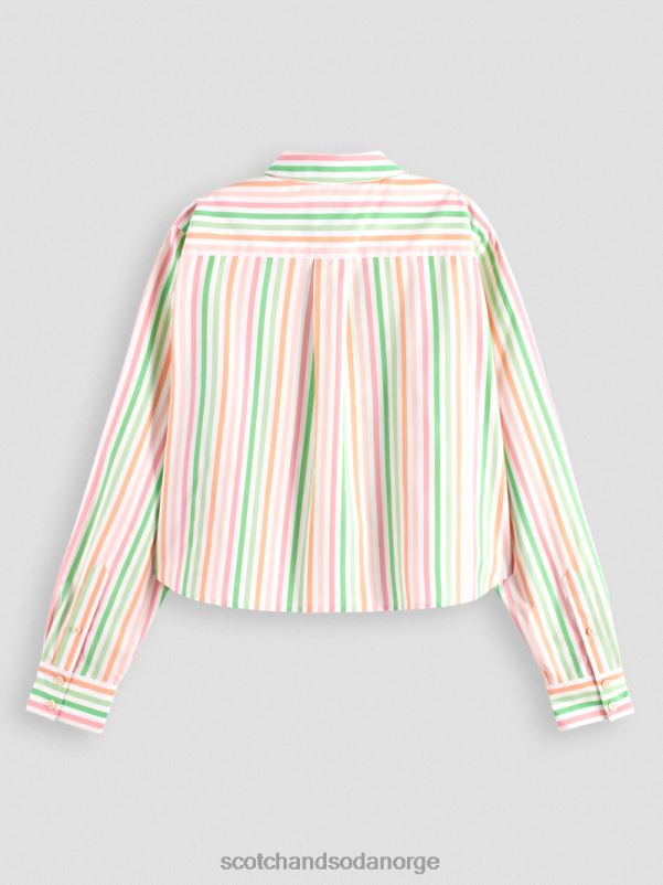 kvinner skjorte i en boxy fit croppet økologisk bomull multi stripe N40XD46 klær Scotch & Soda