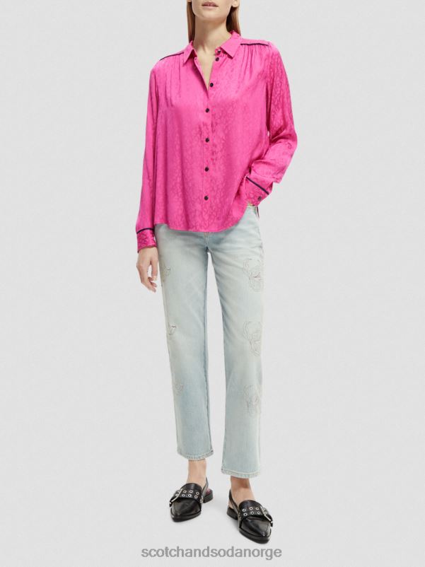 kvinner skjorte med smal passform fuchsia N40XD54 klær Scotch & Soda