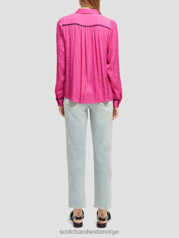 kvinner skjorte med smal passform fuchsia N40XD54 klær Scotch & Soda