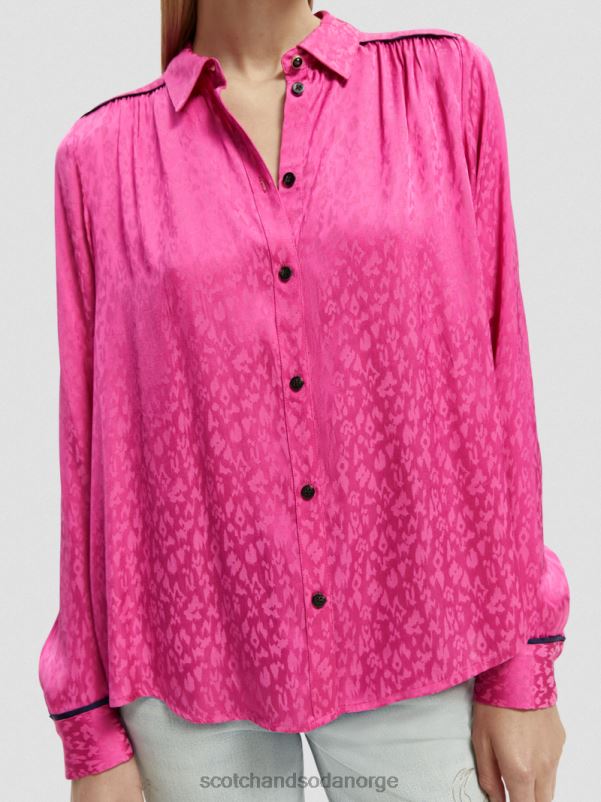 kvinner skjorte med smal passform fuchsia N40XD54 klær Scotch & Soda