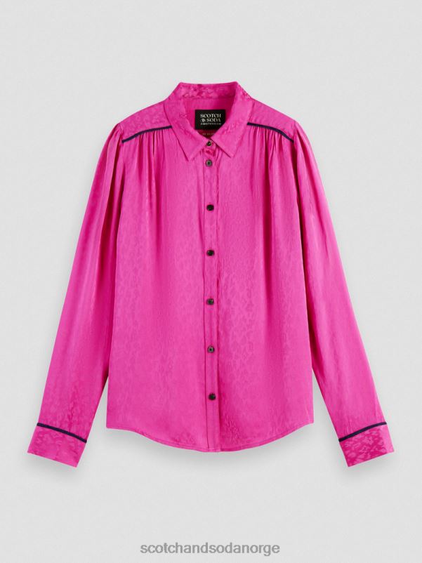 kvinner skjorte med smal passform fuchsia N40XD54 klær Scotch & Soda