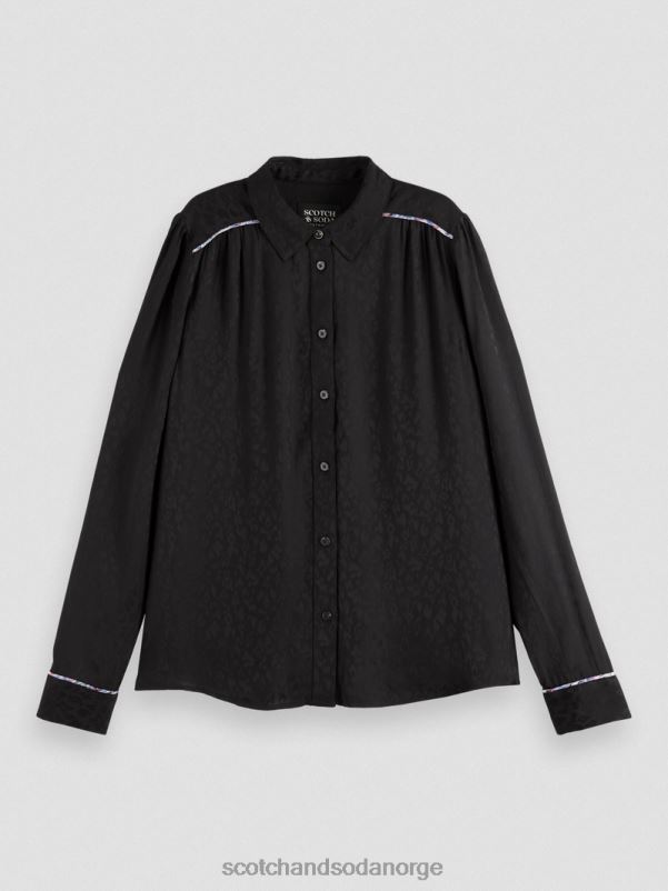 kvinner skjorte med smal passform svart N40XD53 klær Scotch & Soda