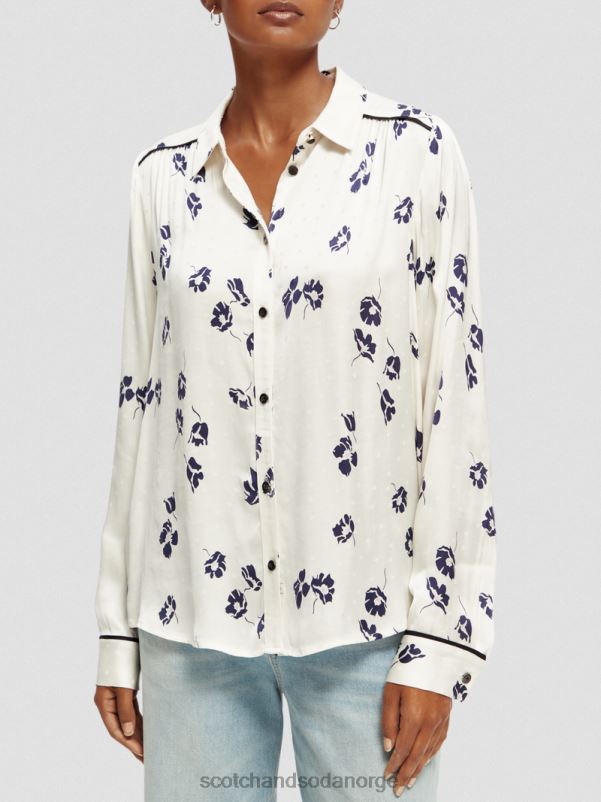kvinner skjorte med smal passform tulipaner N40XD55 klær Scotch & Soda