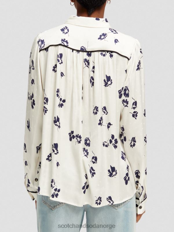 kvinner skjorte med smal passform tulipaner N40XD55 klær Scotch & Soda