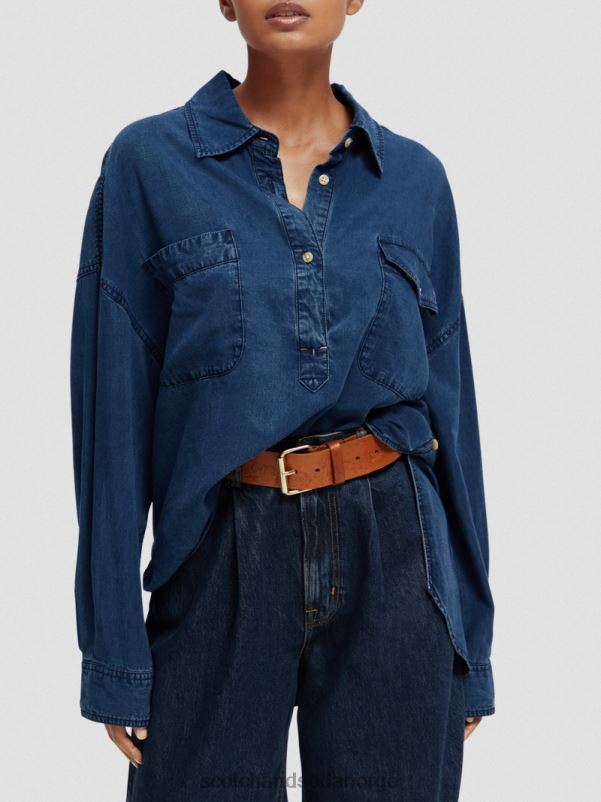 kvinner vasket indigo overskjorte vasket indigo N40XD45 klær Scotch & Soda