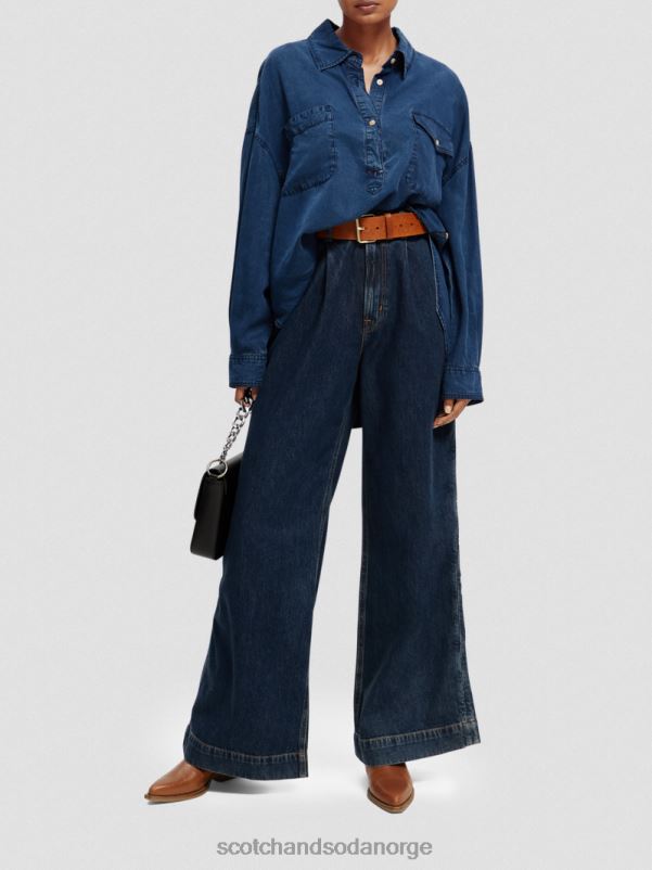 kvinner vasket indigo overskjorte vasket indigo N40XD45 klær Scotch & Soda