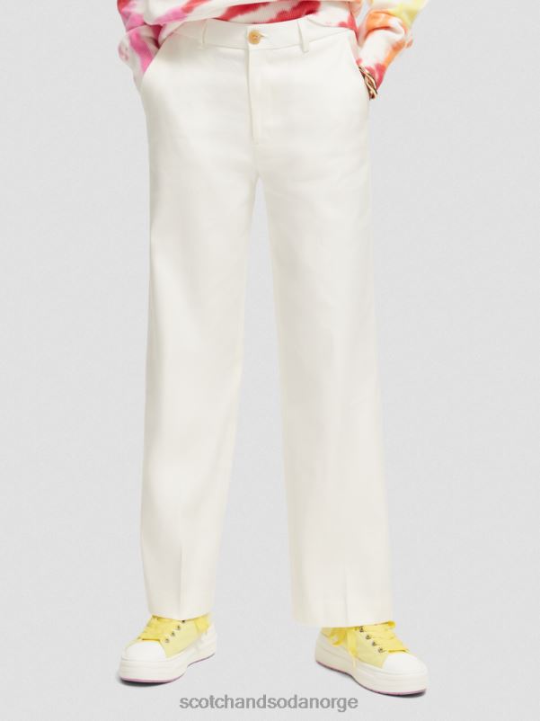 kvinner edie høye bukser i linblanding med brede ben off white N40XD161 klær Scotch & Soda
