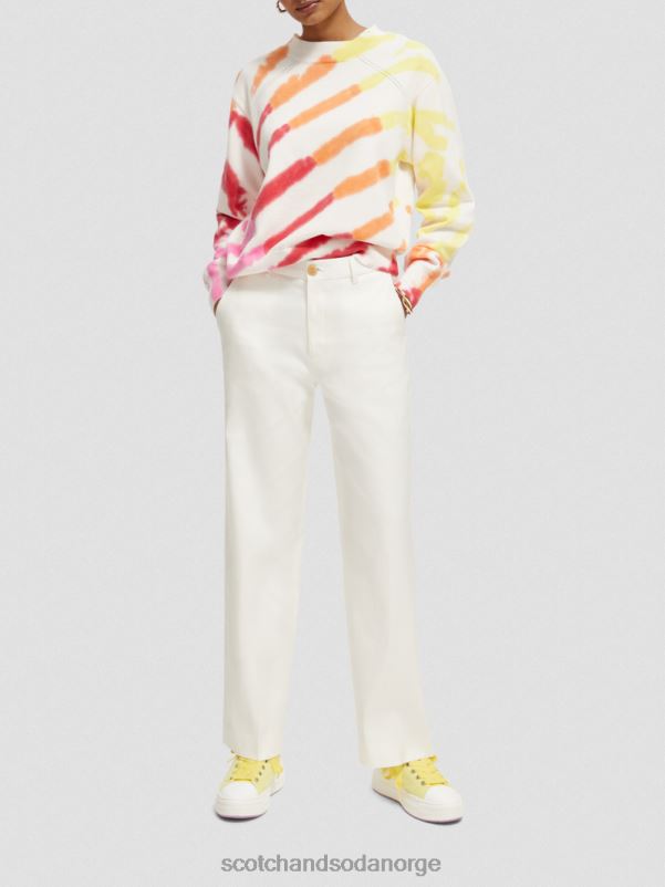 kvinner edie høye bukser i linblanding med brede ben off white N40XD161 klær Scotch & Soda
