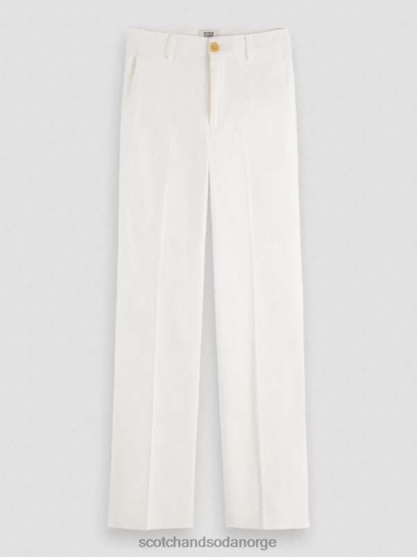 kvinner edie høye bukser i linblanding med brede ben off white N40XD161 klær Scotch & Soda