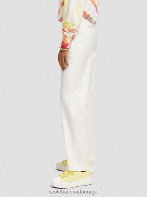 kvinner edie høye bukser i linblanding med brede ben off white N40XD161 klær Scotch & Soda